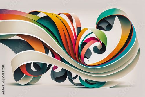 Colorful ribbon papercut artwork background generated with AI tools