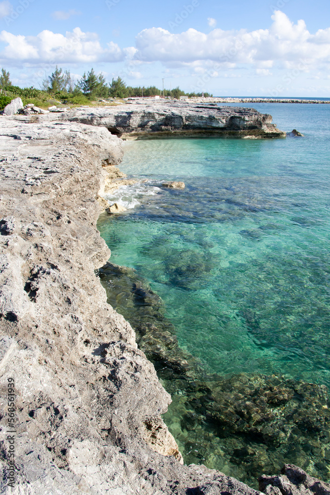 Grand Bahama Island Rocky Coastline And Transparent Waters
