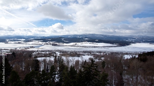 Countryside mountain winter landscape with snow. © venars.original