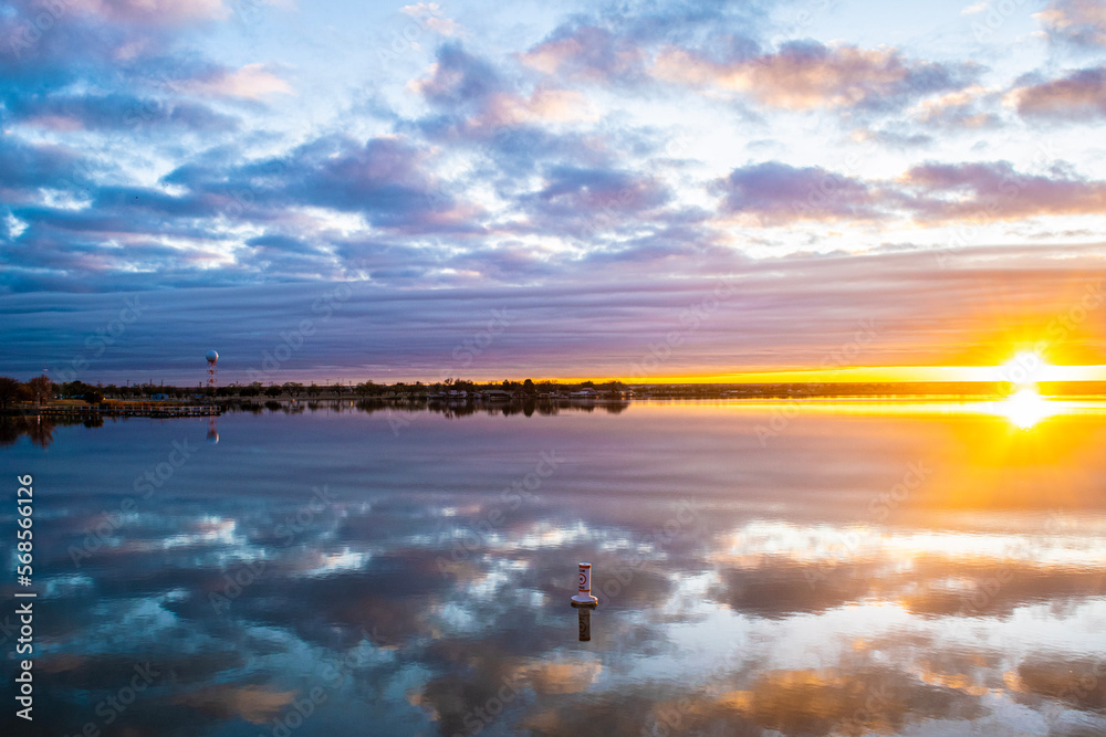 sunset over the river