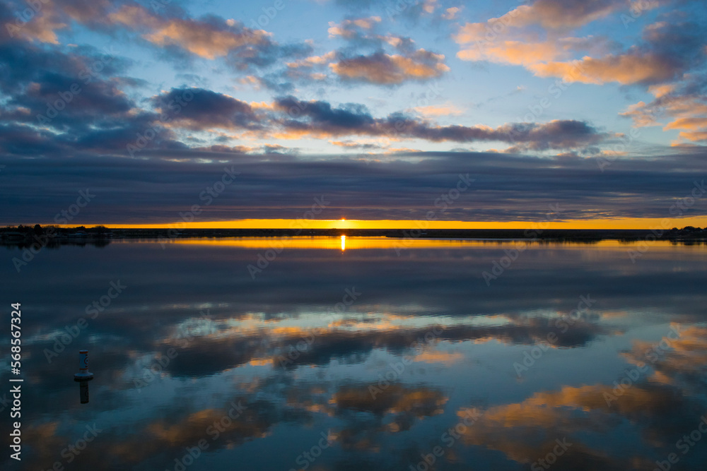 sunset over the river