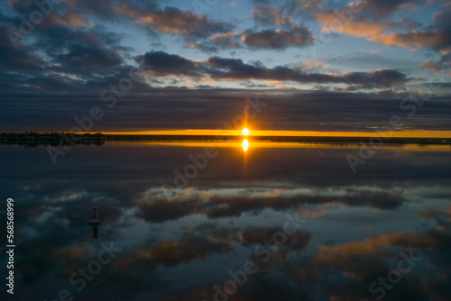 sunset over the river