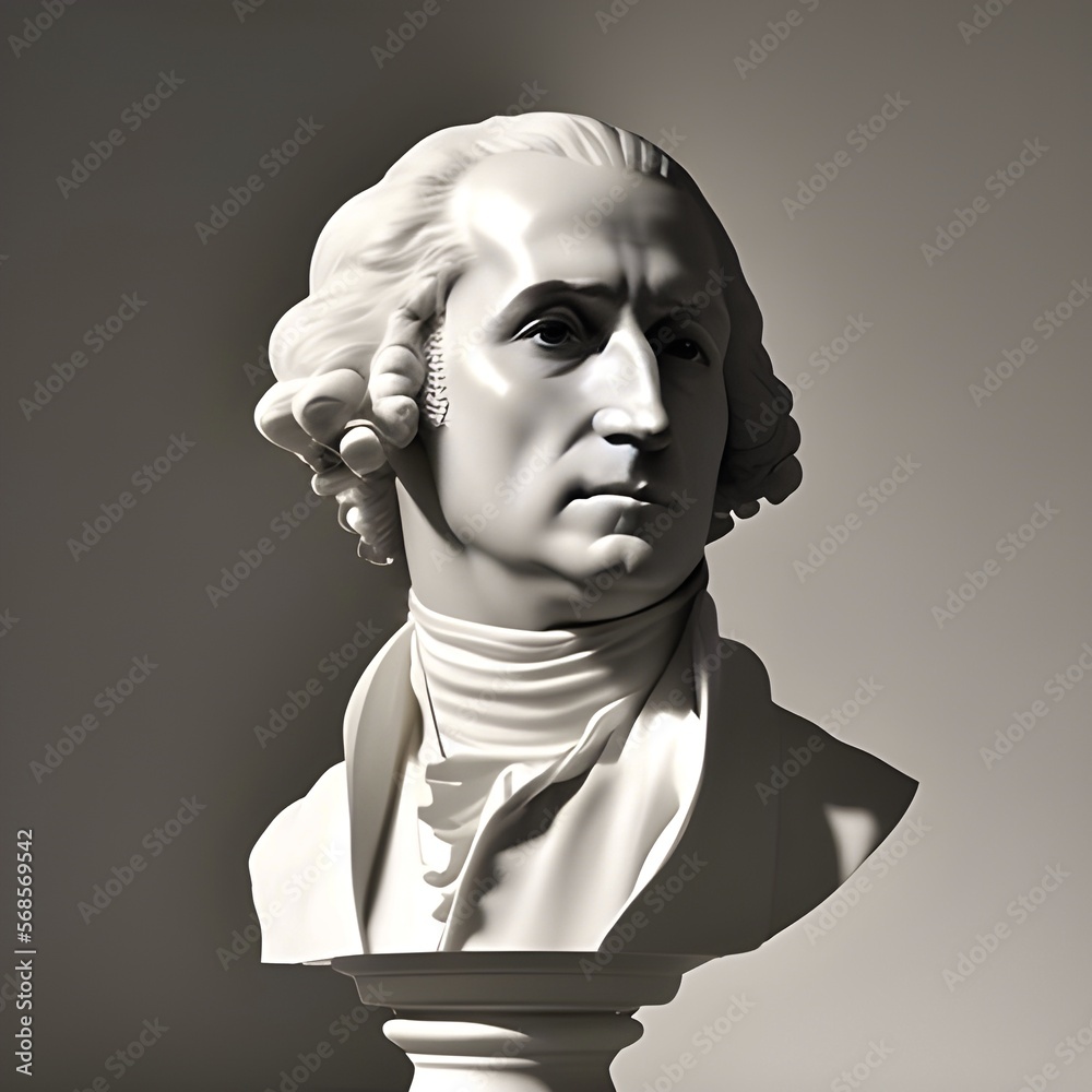 Generative AI image featuring the white marble bust of President