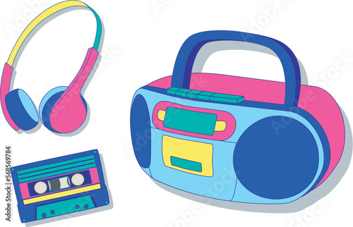 cassette player , headphones and cassette