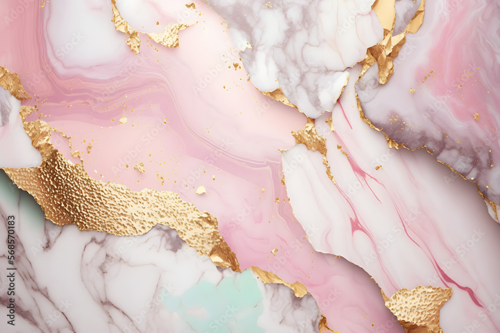 Delicate pink marble background with gold brushstrokes. Place for your design Delicate pink marble background with gold brushstrokes. Place for your design