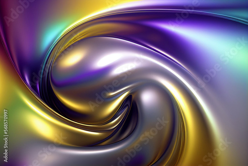 Beautiful desktop background/wallpaper with colorful abstract metallic rainbow shapes, post-processed generative ai