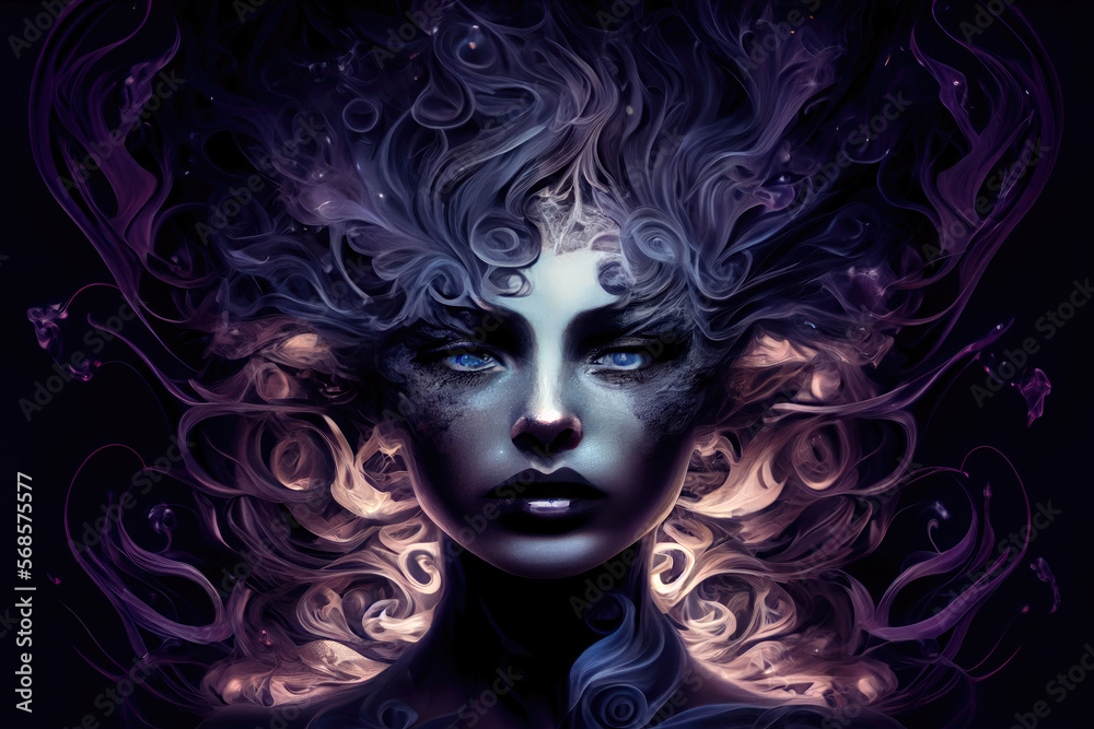 Occult witch emerging from the shadow - By Generative AI