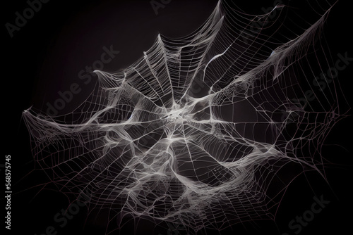 Spider web on black background - By Generative AI