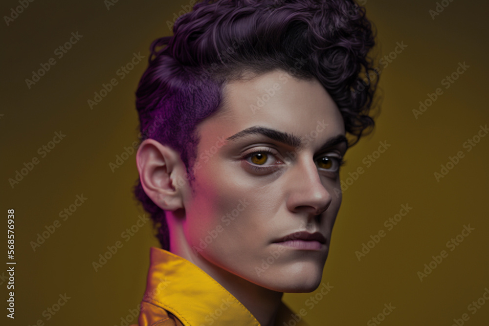 Portrait of beautiful non-binary person on bright background created with ai generative tools Portrait of beautiful non-binary person on bright background created with ai generative tools