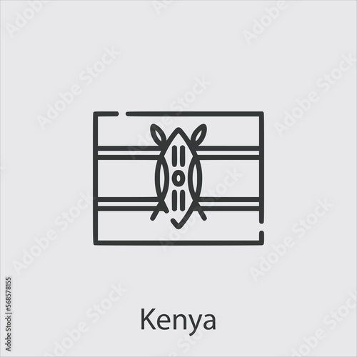 Kenya icon vector icon.Editable stroke.linear style sign for use web design and mobile apps,logo.Symbol illustration.Pixel vector graphics - Vector