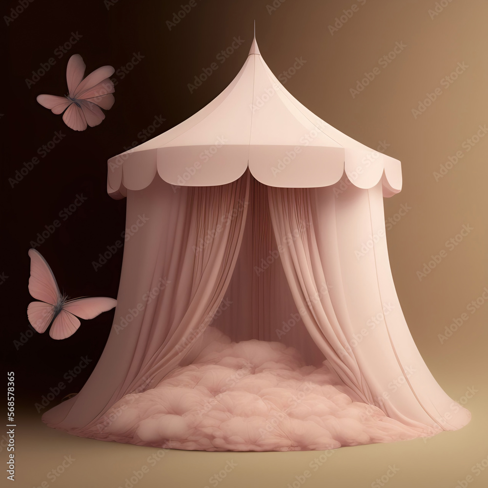 Generative AI:  fantasy light pink tent like in a dream