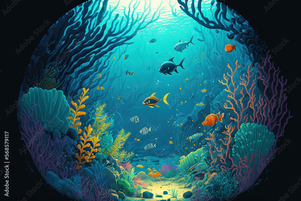 Stunning Sea, Interesting Underwater View. Generative AI Stunning Sea, Interesting Underwater View. Generative AI