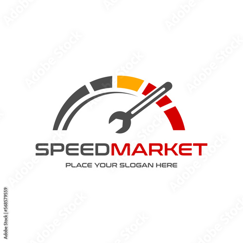 Speed market vector logo template. This design suitable for technology.
