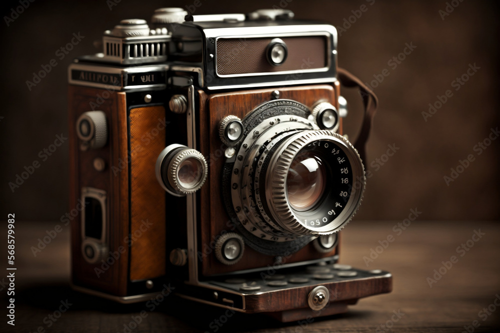 Old-fashion vintage photo camera, AI Generative Art