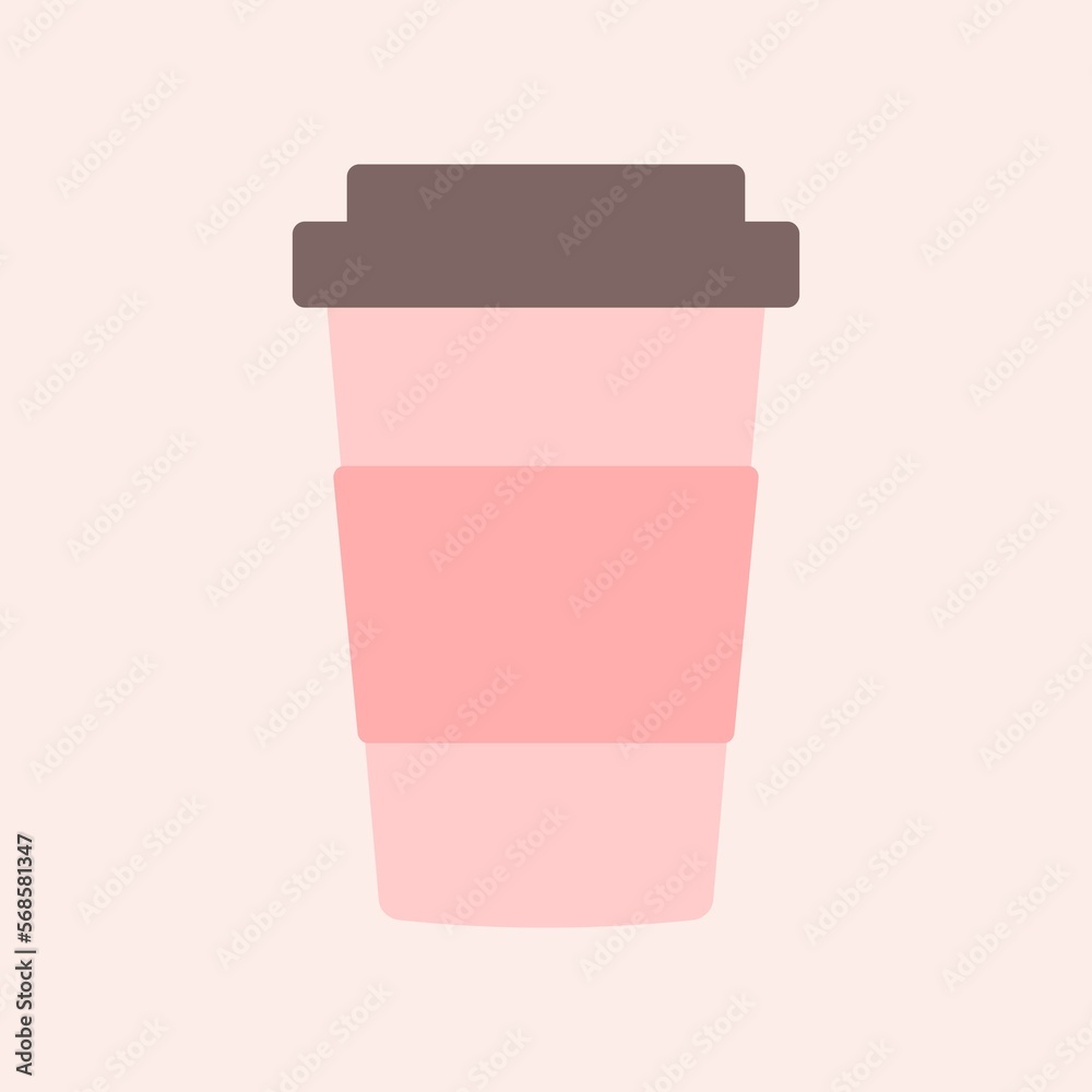 Delicious coffee pink paper cup icon , line icon. Drink vector illustration design Delicious coffee pink paper cup icon , line icon. Drink vector illustration design