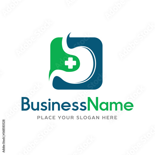Stomach or ulcer vector logo template. This design use medical symbol.