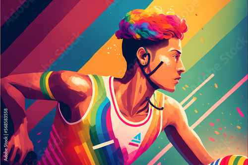 Generative AI illustration of sport in gay celebration photo