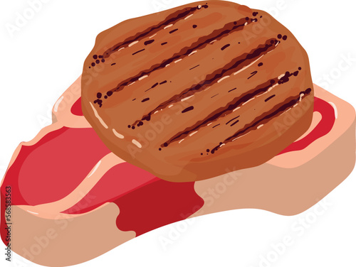 Meat food icon isometric vector. Piece of beef tenderloin and grill meat icon. Food concept, protein product