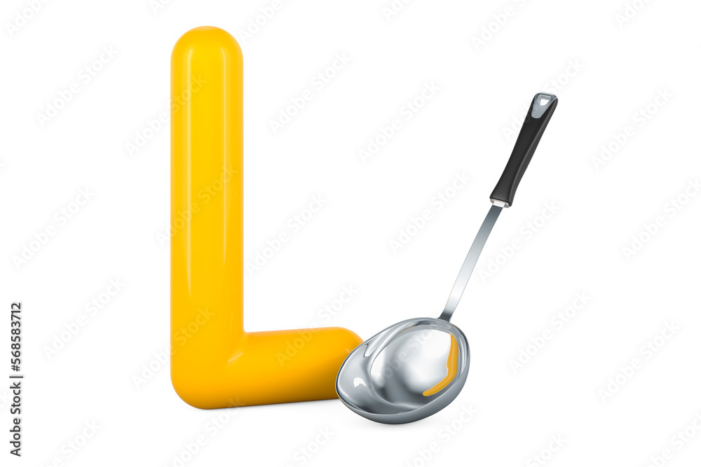 Kids ABC, Letter L with laddle. 3D rendering Kids ABC, Letter L with laddle. 3D rendering