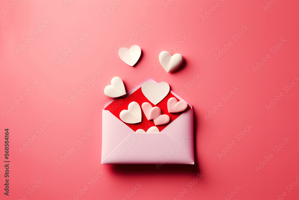Ideal background to illustrate the sending of love through envelopes, with floating hearts. Ai generated Ideal background to illustrate the sending of love through envelopes, with floating hearts. Ai generated