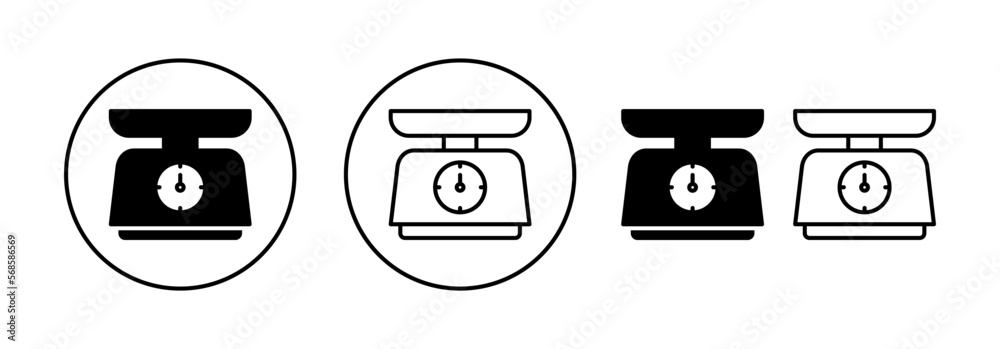Scales icon vector for web and mobile app. Weight scale sign and symbol Scales icon vector for web and mobile app. Weight scale sign and symbol