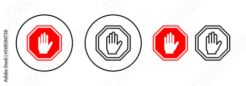 Stop icon vector for web and mobile app. stop road sign. hand stop sign and symbol. Do not enter stop red sign with hand