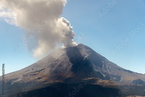 Popocatepetl volcano, as viewed from high on neighboring Iztaccihuatl.