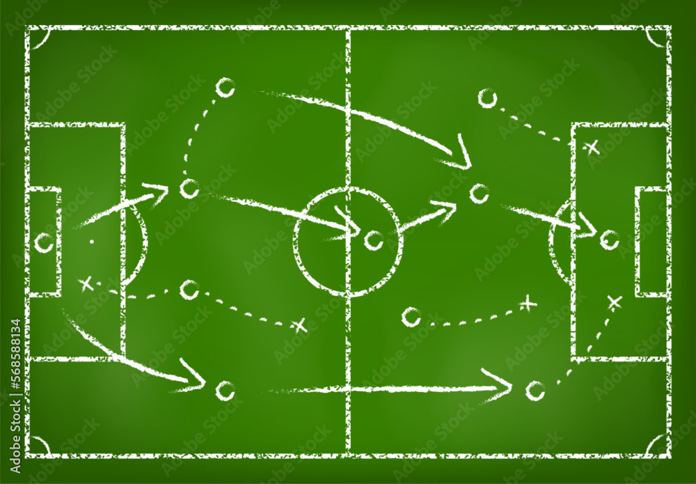 soccer strategy drawn with white chalk isolated 3d Illustration