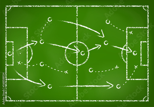 soccer strategy drawn with white chalk isolated 3d Illustration