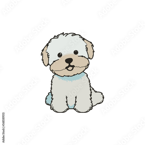 Adorable Hand Drawn Dog, A cute and whimsical illustration of a dog with a unique personality, perfect for children's rooms, baby nurseries, or animal lovers.