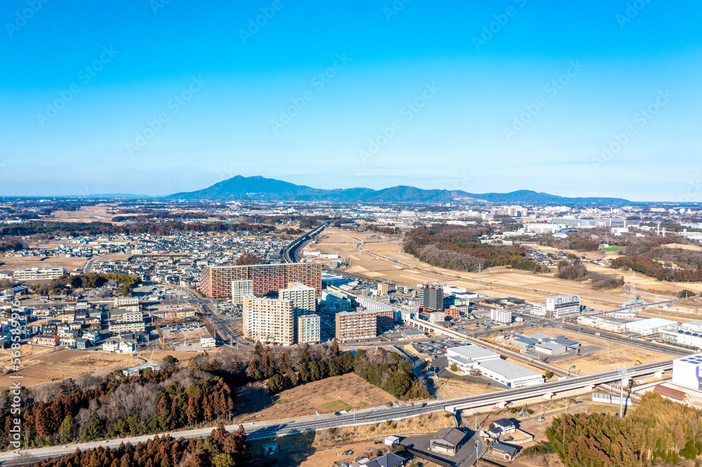Obraz premium 万博記念公園駅周辺のつくば市内の街並み（茨城県）