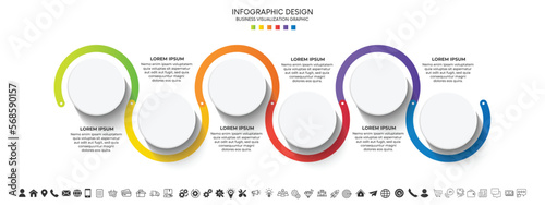 Steps business data visualization timeline process infographic template design with icons
