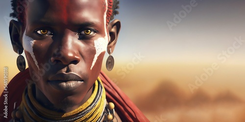 Tribal Costume Portrait in the desert, Generative AI