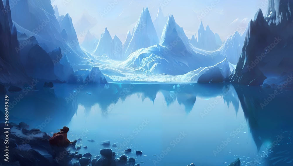 4K) Illustration of a glacier landscape wallpaper/background AI  Illustration Stock | Adobe Stock