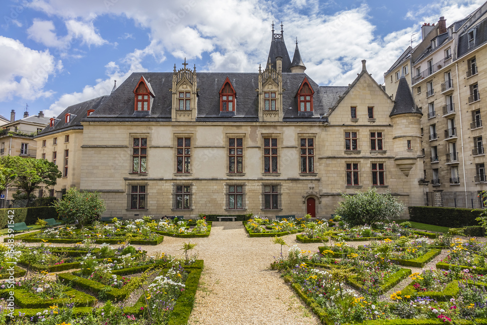 Obraz premium Forney art library inside former Hotel de Sens (15th Century) - rare remains of medieval civil architecture in Paris. Paris. France.
