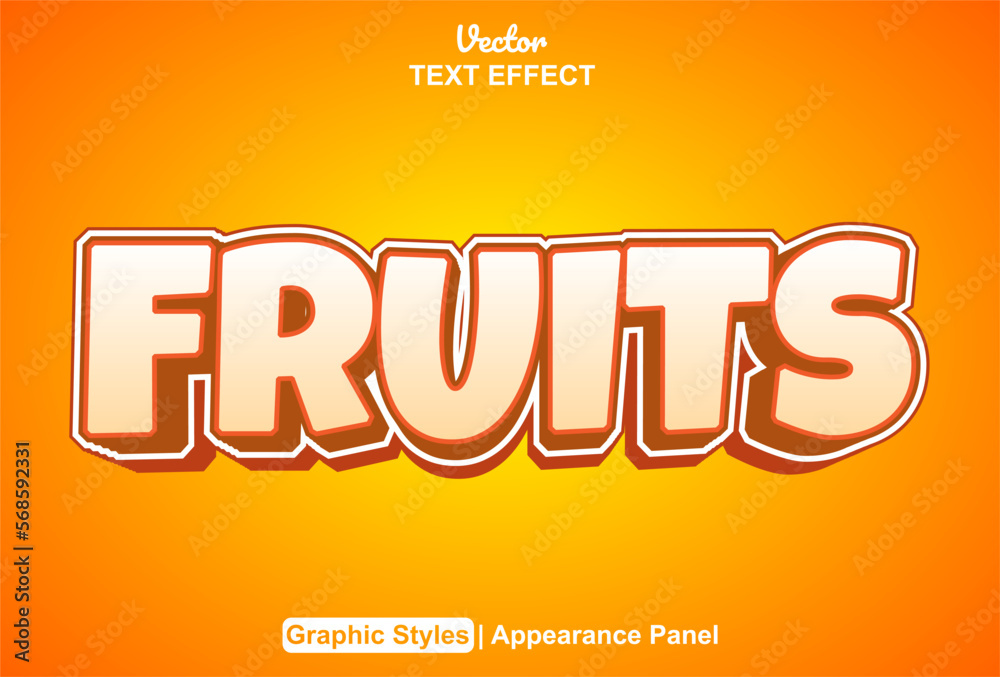 fruit text effect with graphic style and editable.
