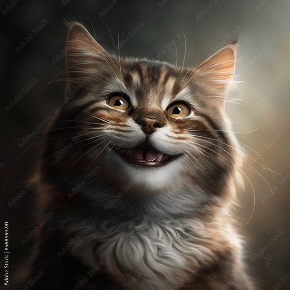 cat happy and smiling, Generative AI