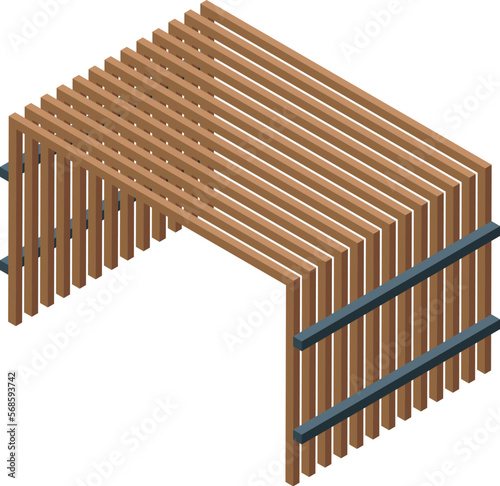 Pergola construction icon isometric vector. House building. Wood summer