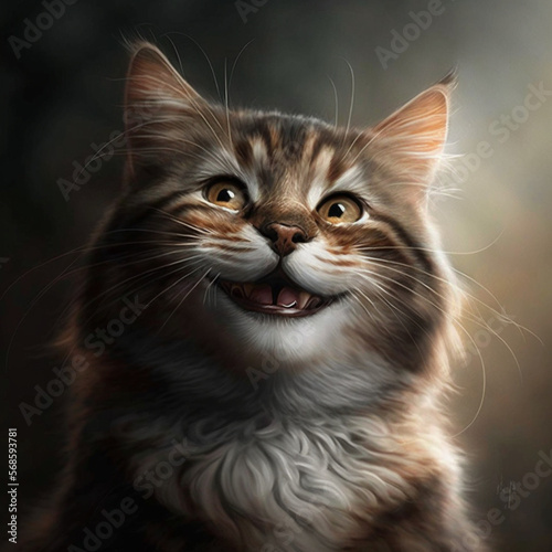 cat happy and smiling, Generative AI