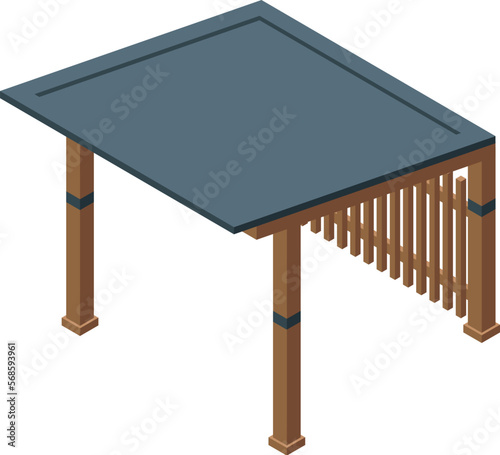 Wood pergola icon isometric vector. House construction. Summer roof