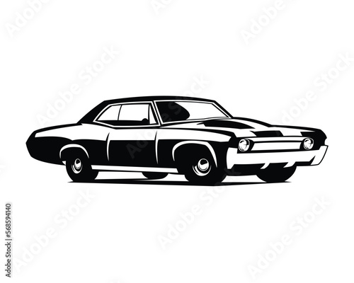 Chevrolet muscle car logo silhouette. isolated on white background side view. Best for badges  emblems  icons  car industry and available in eps 10.