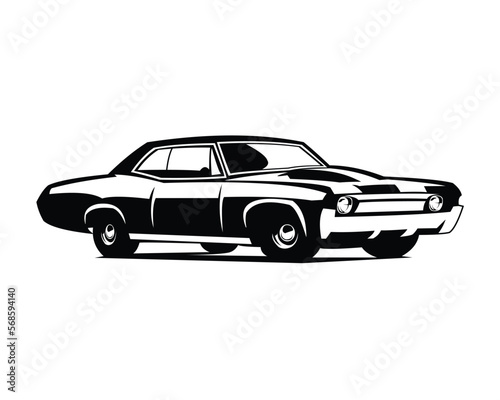 Chevrolet muscle car logo silhouette. isolated on white background side view. Best for badges, emblems, icons, car industry and available in eps 10.