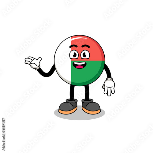 madagascar flag cartoon with welcome pose