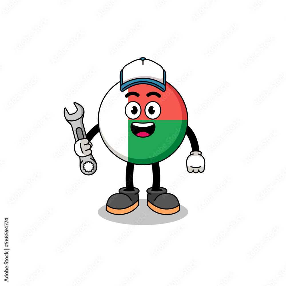 madagascar flag illustration cartoon as a mechanic madagascar flag illustration cartoon as a mechanic