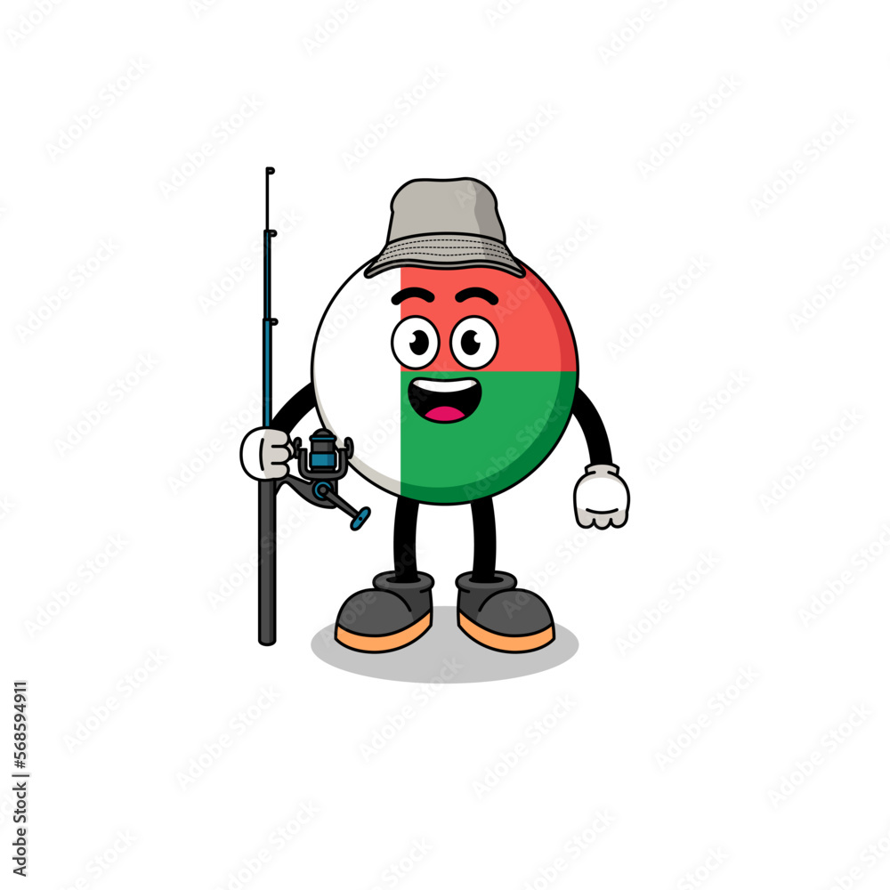 Mascot Illustration of madagascar flag fisherman Mascot Illustration of madagascar flag fisherman