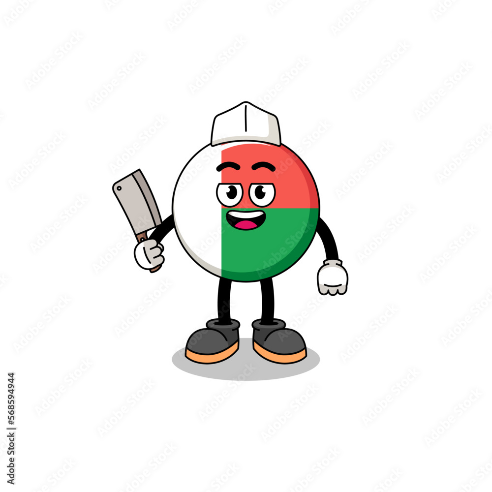 Mascot of madagascar flag as a butcher Mascot of madagascar flag as a butcher