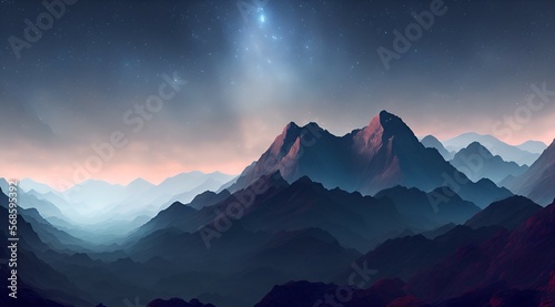 Nighttime View of Mountain Scenery © George Fontana