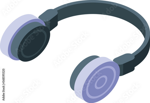 Analogue headphones icon isometric vector. Retro music. Old device