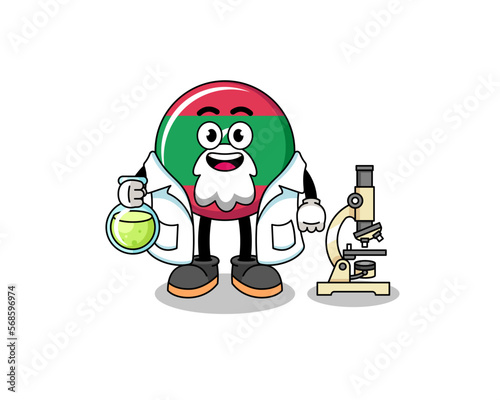Mascot of maldives flag as a scientist