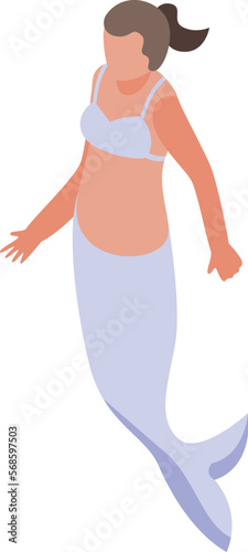 Mermaid princess icon isometric vector. Cute girl. Ocean character